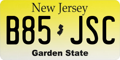 NJ license plate B85JSC