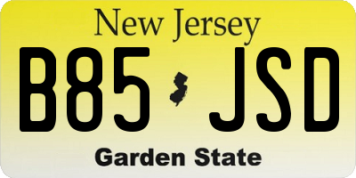 NJ license plate B85JSD