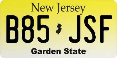 NJ license plate B85JSF