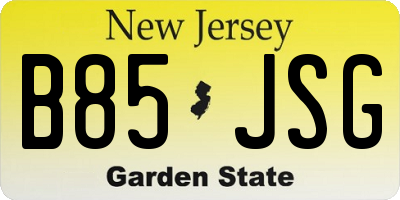 NJ license plate B85JSG