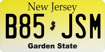 NJ license plate B85JSM