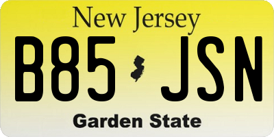 NJ license plate B85JSN