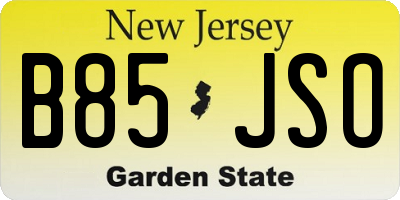 NJ license plate B85JSO