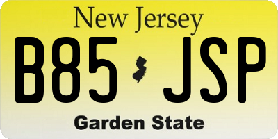 NJ license plate B85JSP