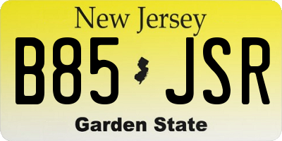 NJ license plate B85JSR