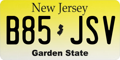 NJ license plate B85JSV