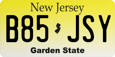 NJ license plate B85JSY