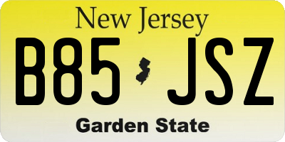 NJ license plate B85JSZ