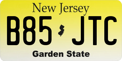 NJ license plate B85JTC