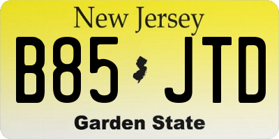 NJ license plate B85JTD