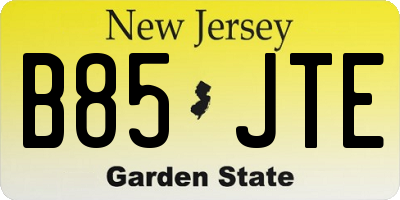 NJ license plate B85JTE