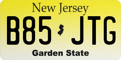 NJ license plate B85JTG