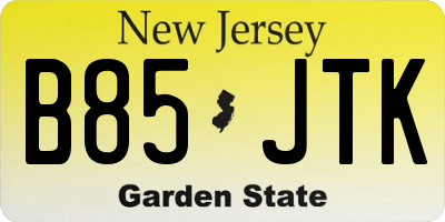 NJ license plate B85JTK