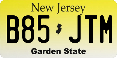 NJ license plate B85JTM