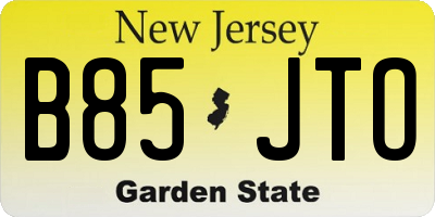 NJ license plate B85JTO