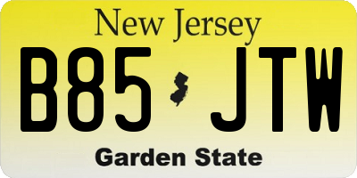 NJ license plate B85JTW