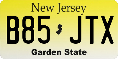 NJ license plate B85JTX