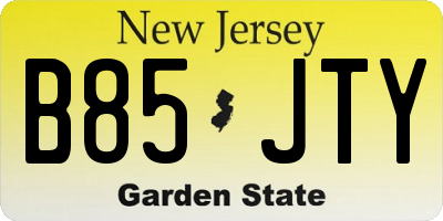 NJ license plate B85JTY