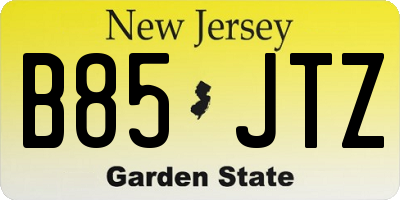 NJ license plate B85JTZ