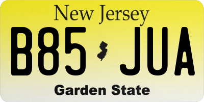 NJ license plate B85JUA