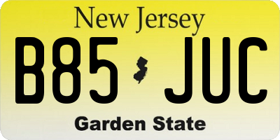 NJ license plate B85JUC
