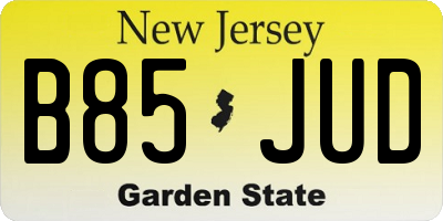 NJ license plate B85JUD