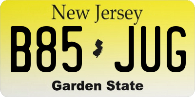 NJ license plate B85JUG