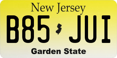 NJ license plate B85JUI