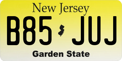 NJ license plate B85JUJ