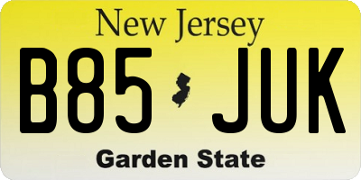 NJ license plate B85JUK