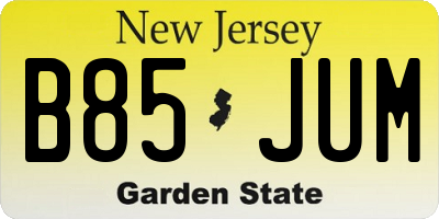 NJ license plate B85JUM