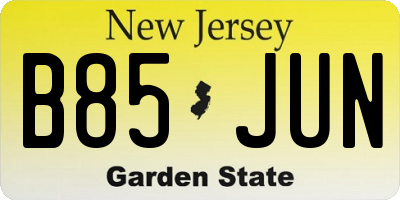 NJ license plate B85JUN