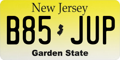 NJ license plate B85JUP