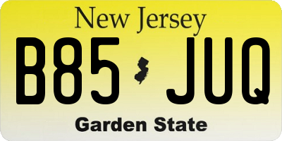 NJ license plate B85JUQ