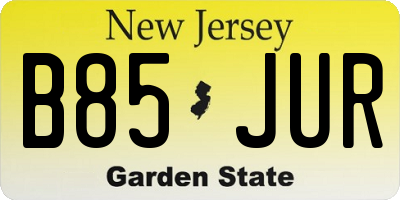 NJ license plate B85JUR
