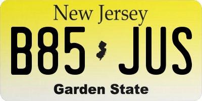 NJ license plate B85JUS