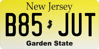 NJ license plate B85JUT