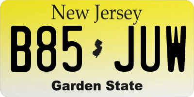 NJ license plate B85JUW