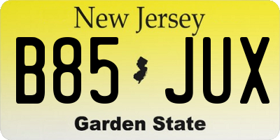 NJ license plate B85JUX