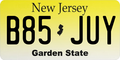 NJ license plate B85JUY