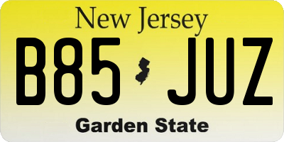 NJ license plate B85JUZ