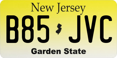 NJ license plate B85JVC
