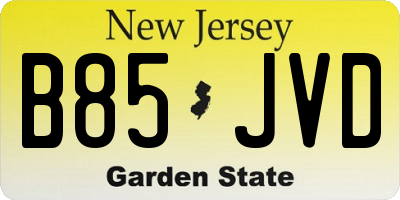 NJ license plate B85JVD