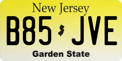 NJ license plate B85JVE
