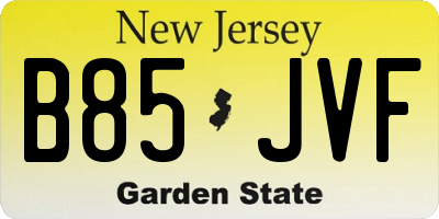 NJ license plate B85JVF