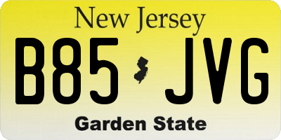 NJ license plate B85JVG