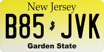 NJ license plate B85JVK