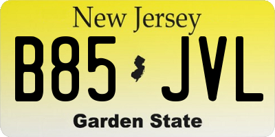 NJ license plate B85JVL