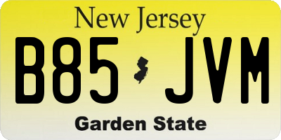 NJ license plate B85JVM