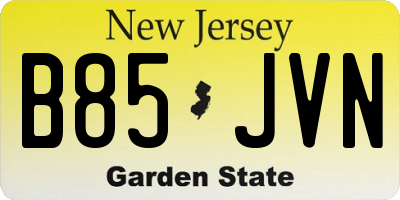 NJ license plate B85JVN